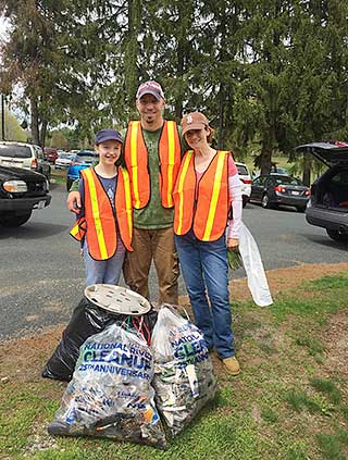 Car parts and lots of litter were found by this hard working family along the banks of the West River.